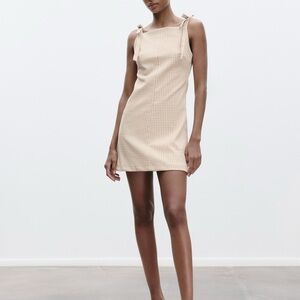 Zara Beige Checkered Mini Dress